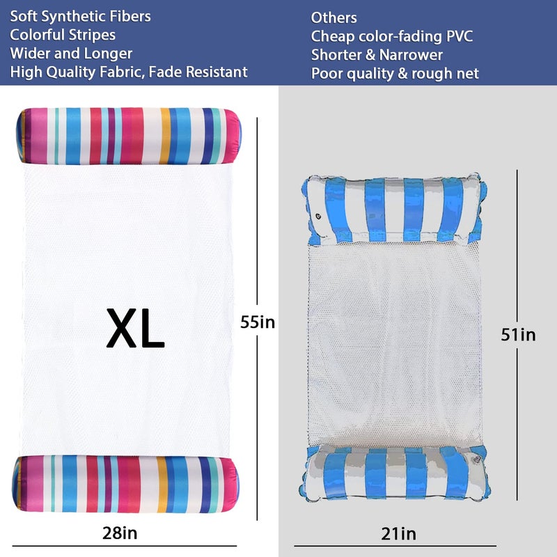 FindUWill 2 Pack Fabric Water Swimming Pool Floats Hammock, XL, Inflatable Multi-Purpose Water Hammocks Floaties (Saddle, Lounge Chair, Hammock, Drifter), Pool Float Lounger for Adults Vacation - Image 5